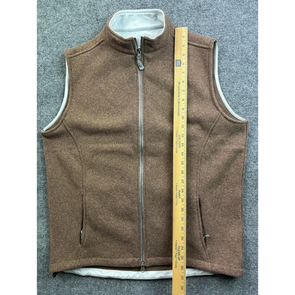 Peter Millar Warmth Vest Mens Large Brown Full Zip Fleece Sweater Knit 66292